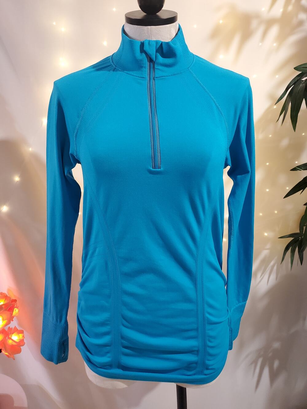 Athleta Fastest Track Half Zip Blue Pullover Long Sleeve Athletic Top Womens M